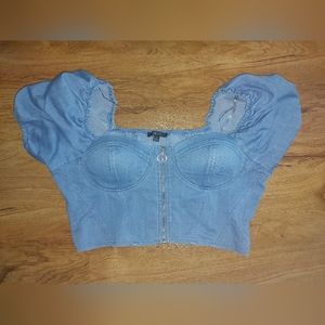 Blāshe Denim Zip Up Top